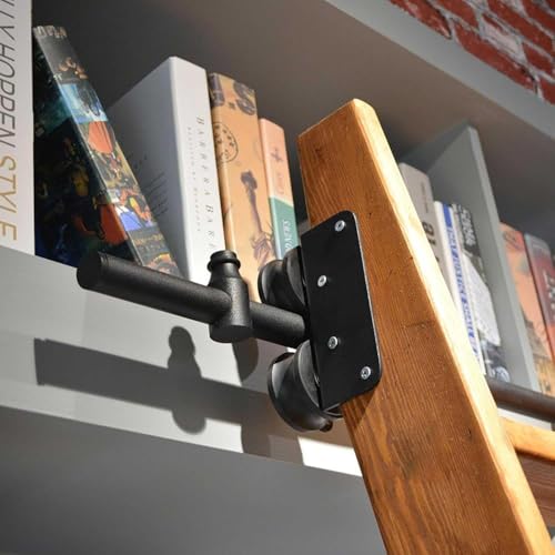Riel para escalera rodante de acero negro duradero con sistema de guía para puertas de granero 5