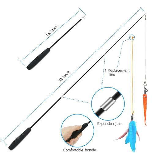 Zph Cat Toys Interactive For Indoor Cats,2Pcs Retractable Cat Wand Toys,9Pcs Teaser Toys&1Pcs Hanging Door Lure Cat Toy,Interactive Feather Toy For Teaser Play And Chase Exercise With Kitten thumb #4