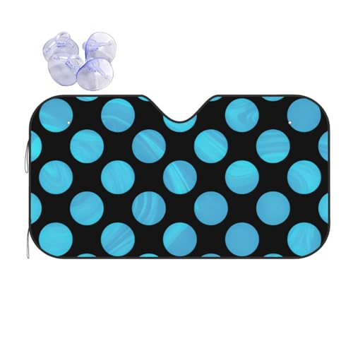 Elegant Modern Blue Polka Dots Marble Pattern Car Windshield Sun