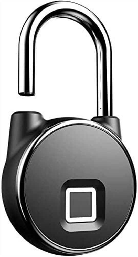 Fingerprint Padlock, Keyless Fingerprint Gym Lock for Locker, IP66 Waterproof, Smart Padlock Lock for School Bike Suitcase Luggage Outdoor(Black)