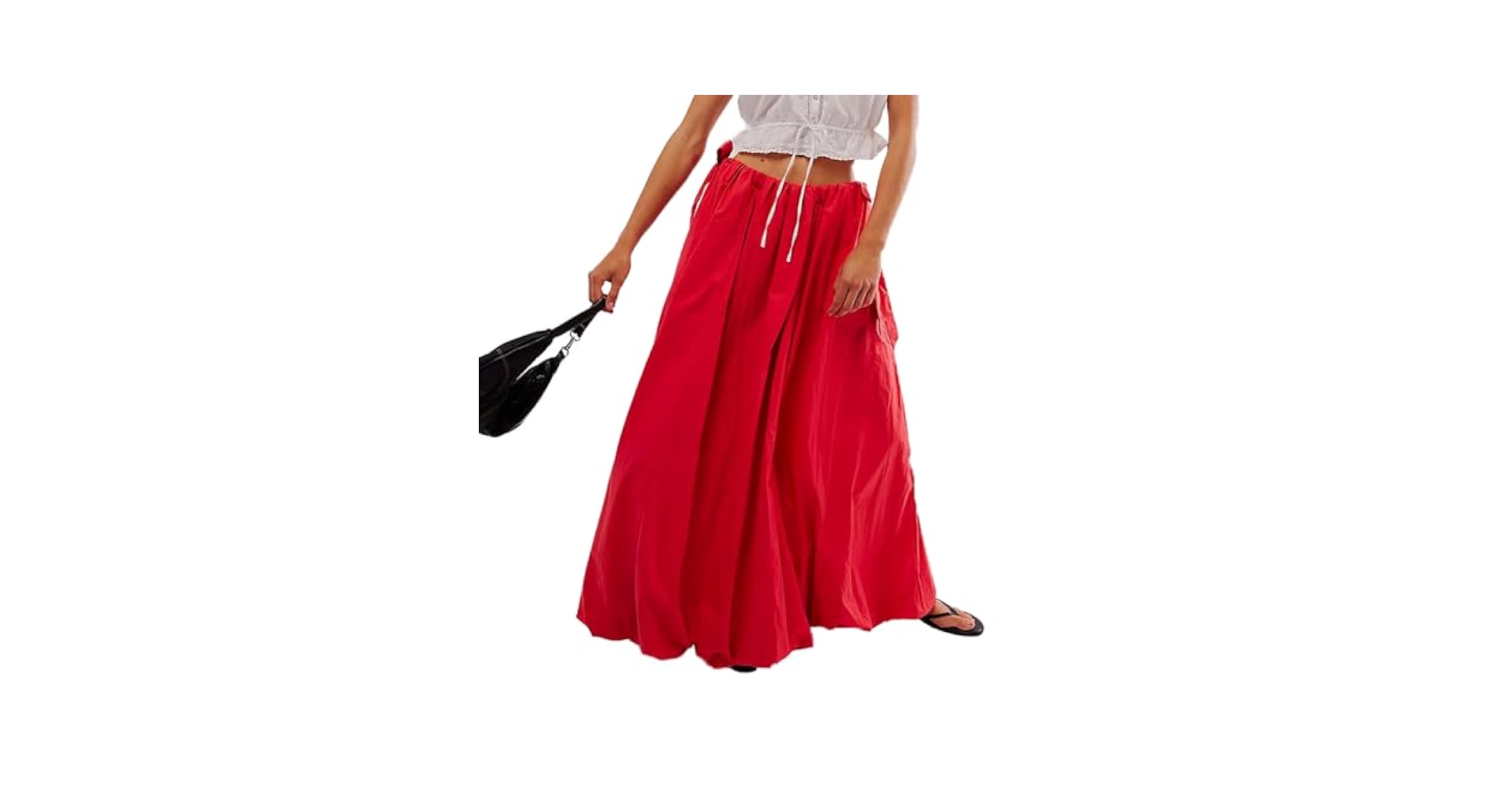 Awoscut Women Y2K Bubble Maxi Skirt Casual Low Waist Flowy A