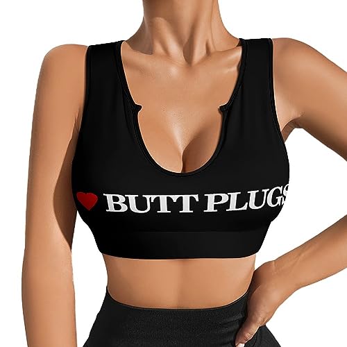I Love Butt Plugs Women's Sports Bra Yoga Tank Top L