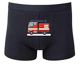 Boxershort - Feuerwehrauto Drehleiter Cartoon Alarm - Unterhose für Herren und Männer