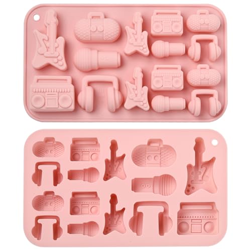 Stiesy Moules en silicone à thème musical 2 pièces - Moules réutilisables pour chocolat, instrument… – Vignette