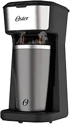 Cafeteira Oster 2Day Inox 2 em 1 com Copo Térmico, 110V, Preto/Inox, 600W, OCAF200