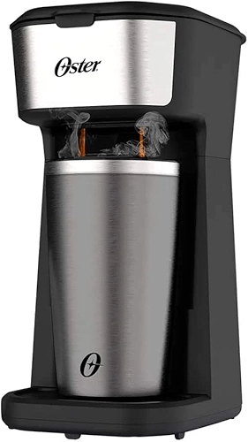 Cafeteira Oster 2Day Inox 2 em 1 com Copo Térmico, 110V, Preto/Inox, 600W, OCAF200