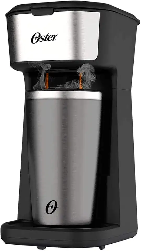 Oster Cafeteira 2Day Inox 2 em 1 com Copo Térmico, 220V, Preto/Inox, 600W, OCAF200