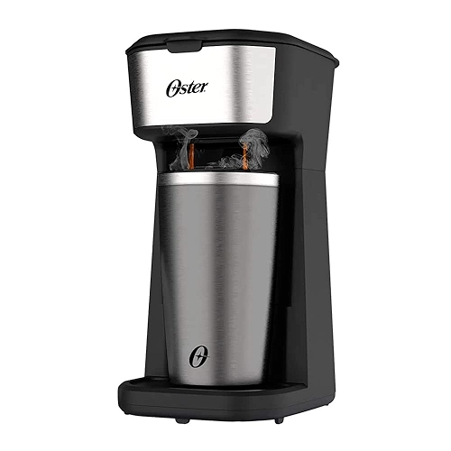 Oster Cafeteira 2Day Inox 2 em 1 com Copo Térmico, 220V, Preto/Inox, 600W, OCAF200