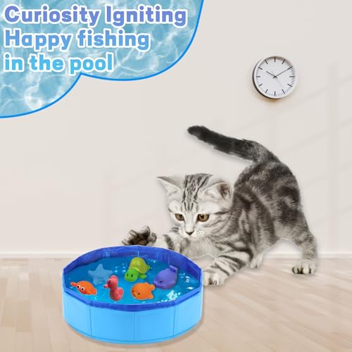 Katzenpool, 30 x 10 cm rutschfeste Katzenwanne, Schwimmbad für Hunde und Katzen im Sommer, Mini Pool für Kätzchen und Welpen zum Spielen und Baden (Blau)