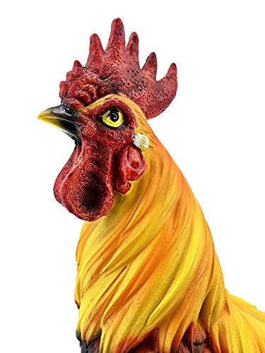 Bellaa 22977 Rooster Statue 12 Inch Boho Home Decor Kitchen Gift Outdoor Sculpture Garden Patio Yard Figurine Farmhouse Animal Chicken Hen Sunflower Country Farm Barnyard Cabin Woodland Nature Lovers #TOP2