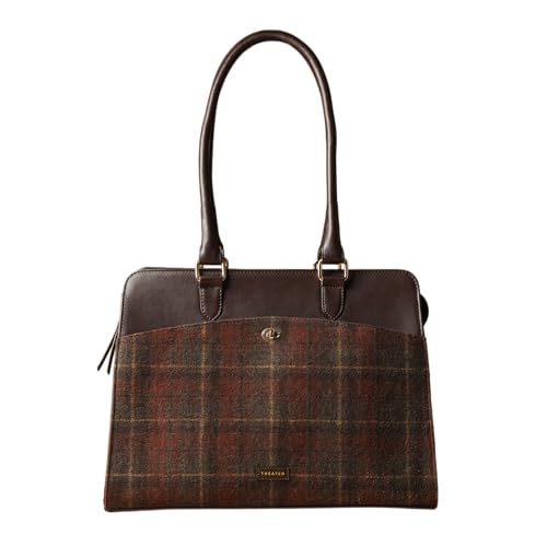 Image of Theater Dr. Grief Brown Croco Handbag for Women | Structured Top Handle Tote with Spacious Interior | Elegant Office Work & All Day Essential Laptop Bag
