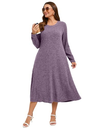 BELAROI Womens Plus Size Dresses Long Sleeve Fall Maxi Casual Sweater Dress with Pockets Winter Outfits4