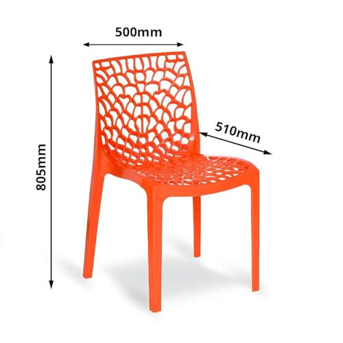Image of activa Web Designer Plastic Chair for Home, Office and Restaurant and Cafe|Armless Chair for Dining Room| Heavy Duty Outdoor Plastic Chair | Designer Balcony Chair (Orange, Set of 4)