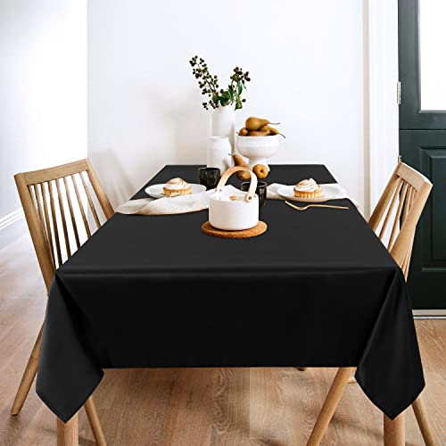 Sancua 2PCS-60102-HEISE 2 Pack Black Tablecloth 60 X 102 Inch, Rectangle 6 Feet Table Cloth - Stain And Wrinkle Resistant Washable Polyester Table Cover thumb #1