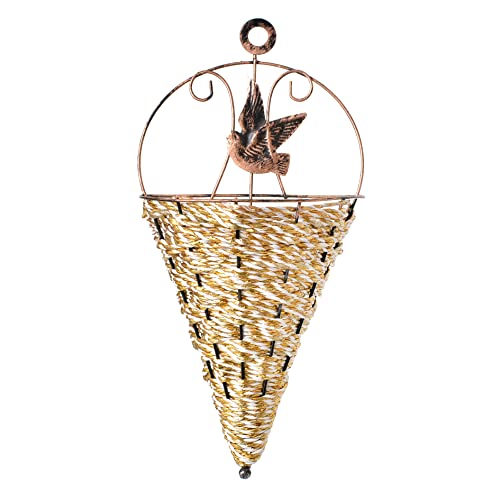 Artificial Hanging Flowers Cherry Blossom Climbing Plant With Basket For Wall Decoration, Fake Flowers Basket Hanging Plant For Patio Garden Decor, Including Semi-Conical Hanging Basket (Ivory) #TOP6