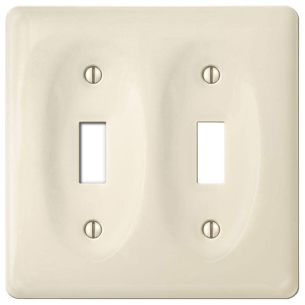 Porcelain Decorative Double Toggle Switch Plate, Wall Plate, Cover, Rectangular, Almond Latte - 3021TT