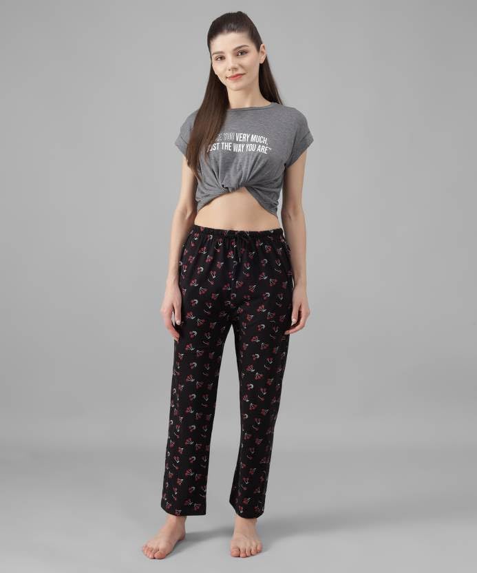 Image of Women's Cotton Pyjama, Drawstring Waist with Pockets, Soft Comfortable Sleepwear - (Pack of 3)