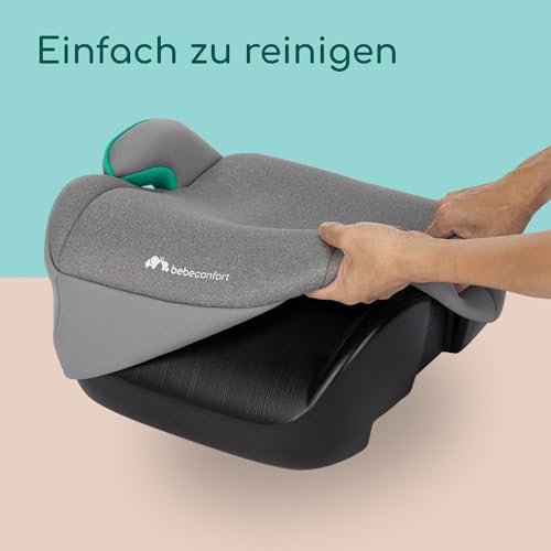 Bebeconfort Manga i-Safe, Kindersitzerhöhung, 6–12 Jahre, 128–150 cm, Folgekindersitz, Kompakt & Leicht (<1 kg), Einfache Gurtmontage, Gepolstert, Soft-Touch-Gewebe, Tinted Grey