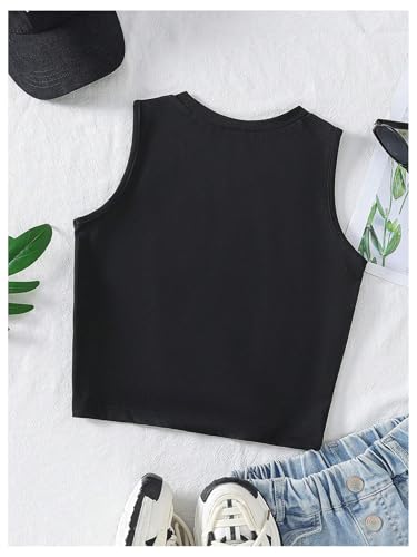 OYOANGLE Girl's Floral Print Tank Tops Sleeveless Crew Neck Slim Fitted Cute Summer Top2