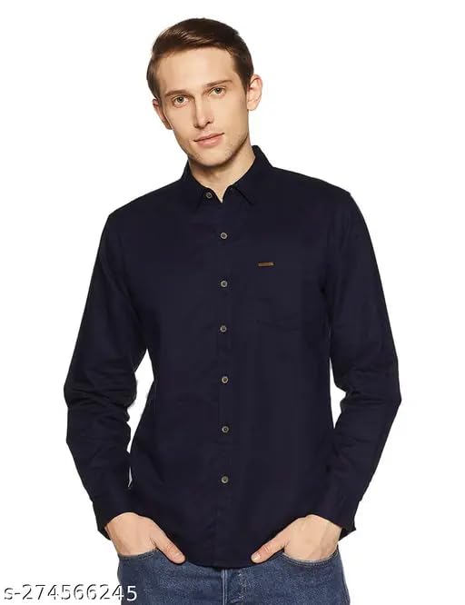 Image of Men's Cotton Casual Shirt, Brown, Full Sleeves, Regular Fit