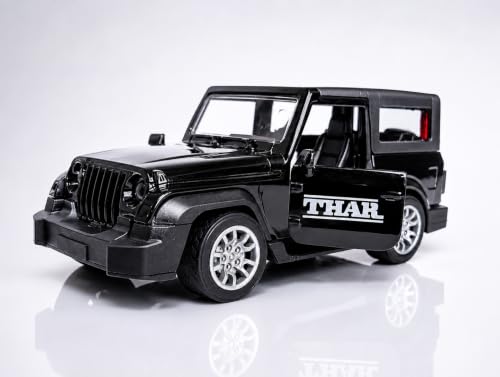 Image of Thar Die-Cast Metal Toy Car 1:32 Scale Pull Back Model Car with Openable Doors, LED Lights & Sound, Alloy Metal Body, Mini SUV Vehicle Toy for Kids Boys Girls & Collectors (3+ Years)