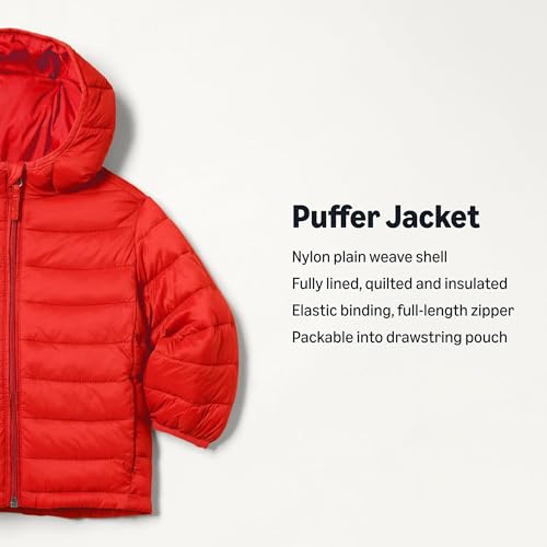 Image of Amazon Essentials Boys and Toddlers' Lightweight Water-Resistant Packable Hooded Insulated Puffer Jacket