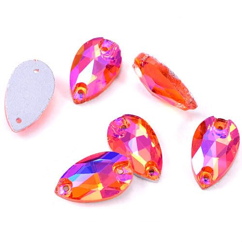 30 Strass A Goccia Da Cucire In Cristallo – 10x14 Mm – Retro Piatto Per Abiti E Accessori Fai Da Te – Siam Chiaro - 2