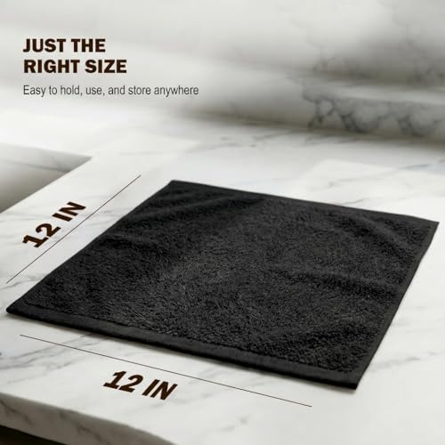 Image of Utopia Towels 12 Pack Cotton Washcloths Set, 100% Ring Spun Cotton, Premium Flannel Face Cloths, Highly Absorbent and Soft Feel Fingertip Towels, Black