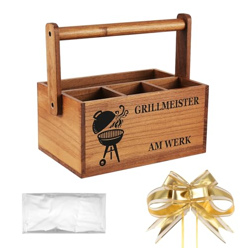Nagoyuki Grillzubehör Männer Geschenk – Organizer/Tischbutler,Handgefertigte Aufbewahrungsbox aus Akazienholz , Perfektes Grill Zubehör für Männer