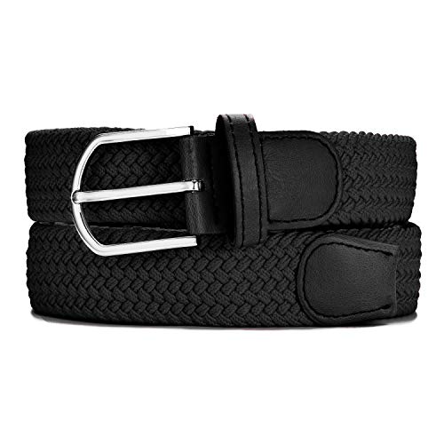 MASADA Cintura in tessuto - cintura elastica stretch per uomo e donna larga 3,2 cm lunga 110-120 cm - Nero