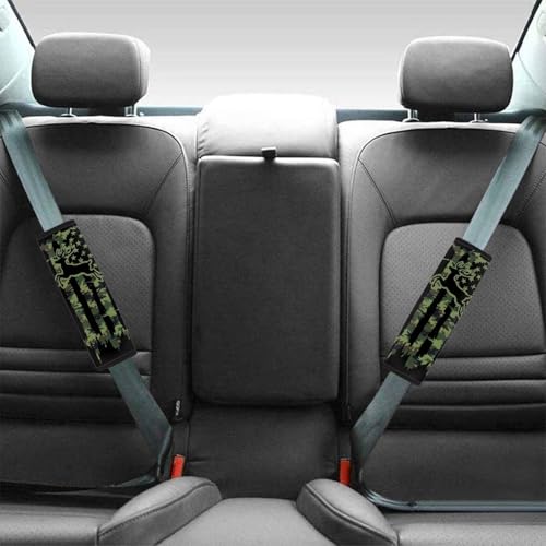 Image of AFPANQZ Deer America Flag Seat Belt Cover Pads Cushion Universal Fit Safety Seatbelt Pillow Head and Neck Support Adjustable Driver Shoulder Protection Luggage Bag Strap Pad