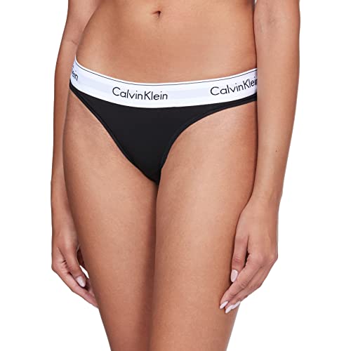 Calvin Klein Thong Bragas, Negro, XS para Mujer