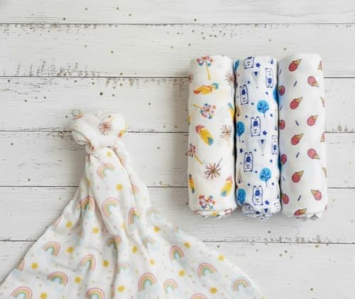 Image of Swaddle for Babies -100% Muslin Cotton Soft Swaddle /Blanket /Multipurpose Wrap for New Born Baby Girl & Boy | Perfect for Gifting | 100 x 100 cm | 0-6 Months, Set of 4