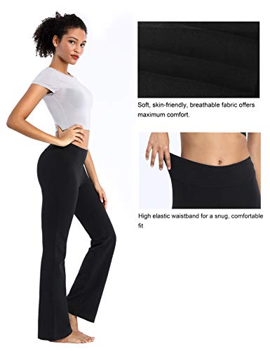 Bubblelime 29"/31"/33"/35" 4 Styles Women's Inner Pocket Bootcut Yoga Pants - Basic Cotton_Black(2) Xl-35 Inseam #TOP4