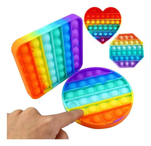 4 Brinquedos Fidget Push Pop It, com material de grau alimentício da FDA, brinquedos sensoriais Pop