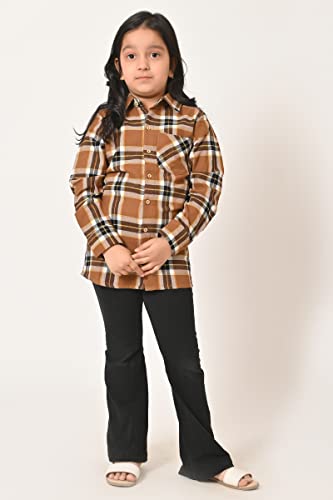 Image of Kids Cotton Shirt - Regular Fit Shirt for Girls & Boys, Unisex Full Sleeves Shirts, Collared Neck,Button Down Shirt, Checks Shirts for Casual Wear