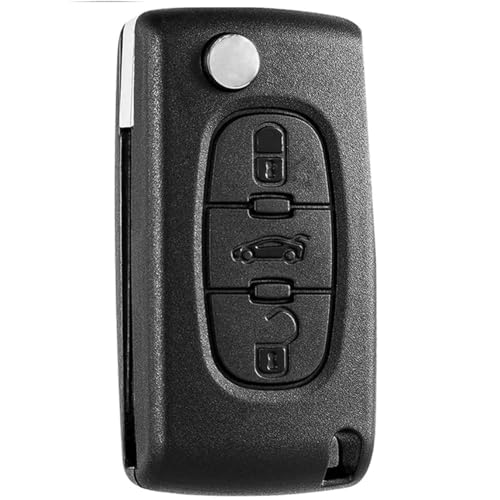 AUTOZOCO Carcasa Mando Llave De Coche 3 Botones Compatible con Citroën C2 C3 C4 C5 C6 C8 Picasso Xsara y Peugeot 207 307 407 408 - CE0536 - Botones de Abrir,Cerrar y Maletero,con zócalo de Pila