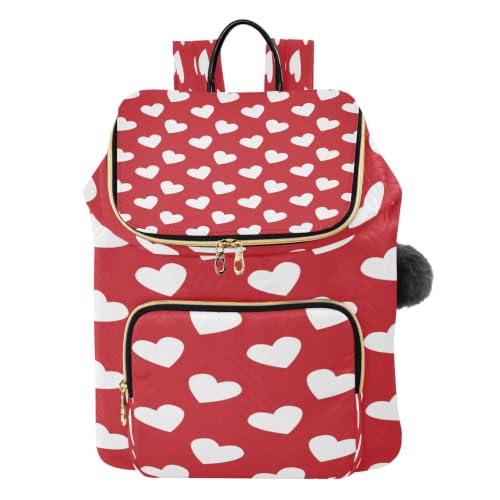 Sac à dos femme cœurs blancs pour voyage léger contre le mal de dos urbain