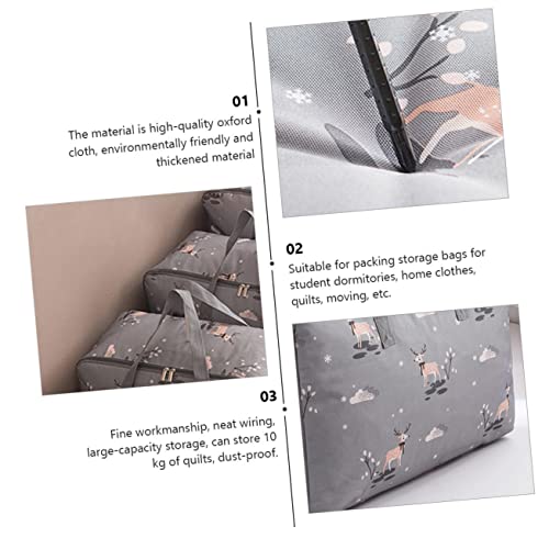 PRETYZOOM 1pc Creative Oxford Cloth Clothing Storage Bag for Quilts Household Items Capacity Wear-resistant Moving Pouch for Home Dormitory Use Gray2