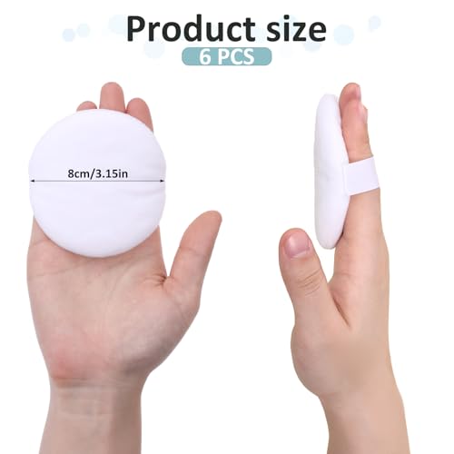 6 Stk Große Flauschiger Puderquaste,8cm Runde Puderquaste,Ultraweich Waschbare Wiederverwendbare Puderquaste,Baumwoll Puderquaste,Lose Puderquaste Körper Puderquaste,für Nass Trocken Make up Werkzeug