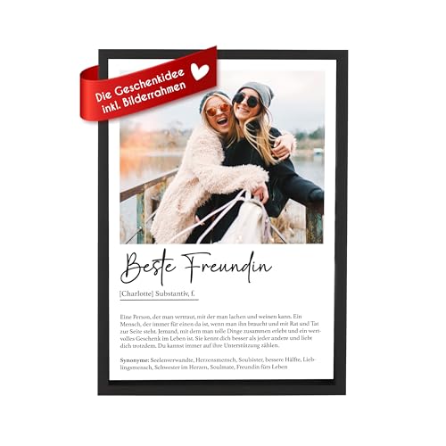 Wackadoo Bilderrahmen Personalisiertes Poster Beste Freundin, Poster mit Foto und Text, Bilderrahmen und Glasscheibe, fotogeschenk personalisiert, personalisiertes geschenk