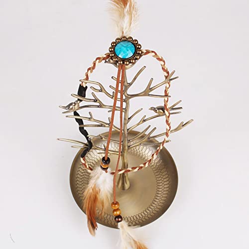 Qisogy Boho Feather Headdress Feather Beaded Tassel Headband Turquoise Princess Head Chain Jewelry For Women And Girls Christmas (Brown), 48Cm #TOP2