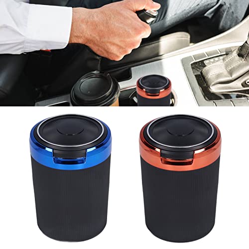 Cinzeiro de carro com tampa, suporte portátil sem fumaça para carro com luz LED azul, tampa superior
