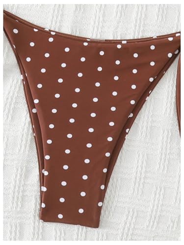 Image of SOLY HUX Women's Polka Dots Print Bathing Suit Halter Triangle Tie Side Bikini Sets Two Piece Swimsuit