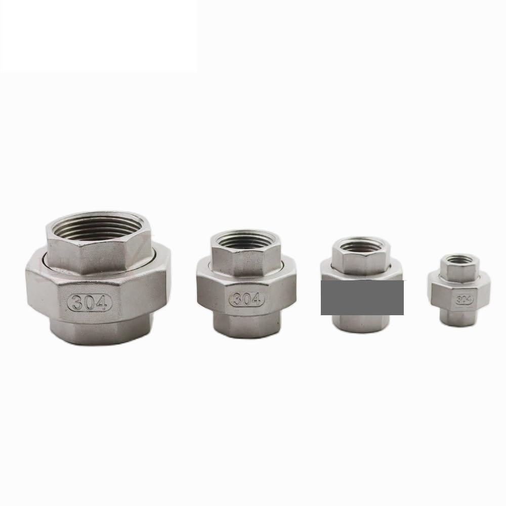 1/4" 3/8" 1/2" 3/4" 1" 1-1/4" 1-1/2" 2" Female Thread 201 Stainless Steel Union Pipe Fitting Connector Coupler(1")