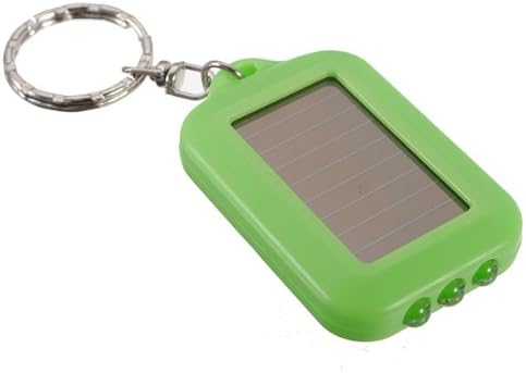 Green 3 LED Solar Panel Energy Flashlight Torch Lamp Keychain