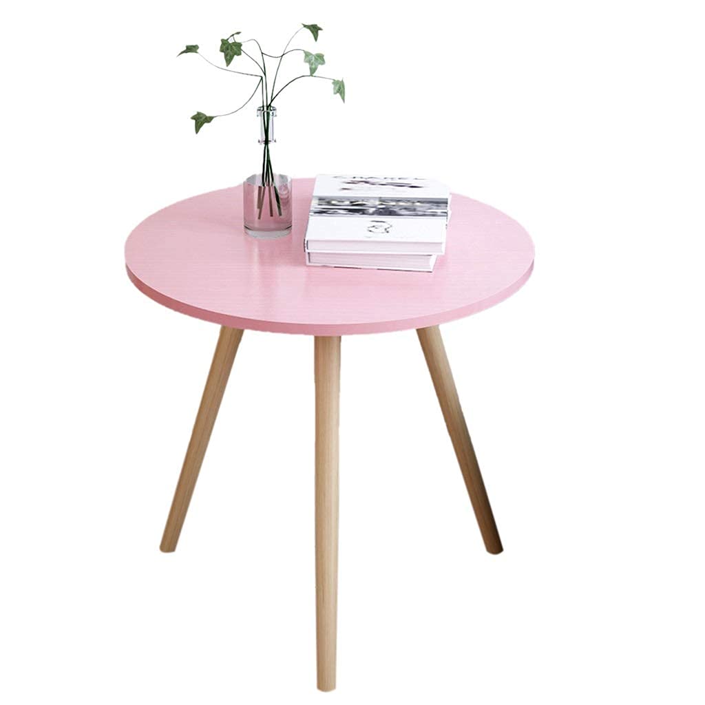 Table de salon ronde latérale rose : la solution gain de place pour mini balcon