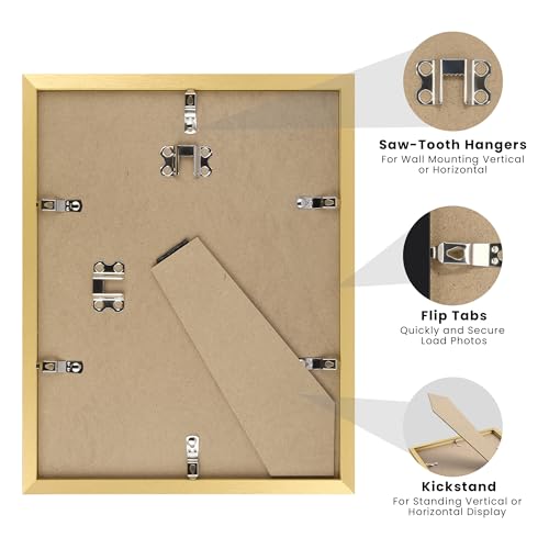Image of upsimples Certificate Frame, 8.5 by 11 Diploma Frames, 1 Pack, Gold | Clear Plexiglass, 8.5x11 Document Degree Frames for Gallery Wall and Tabletop, Graduation Gift