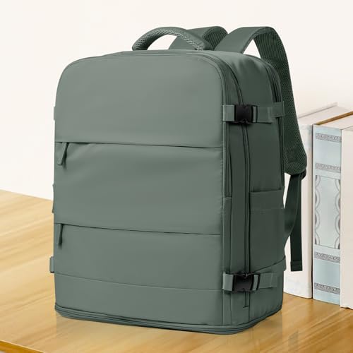 Image of coowoz Large Travel Backpack Carry On for Women Man Waterproof Gym Backpacks Mochila de Viaje Teacher Travel Bag Essentials Personal Item Backpack Rucksack Airplane Accessories Must Haves Olive Green