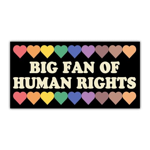 Image of [7.5 inchx3.75 inch] Big Fan of Human Rights Bumper Sticker Social Justice Equality Stickers Feminist Liberal Decal Diversiy Inclusion Resist Protest Vinyl Waterproof Decal for Cars Windows Vehicles